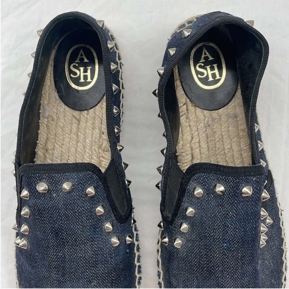 NEW! Ash Zest Studded Espadrilles with Silver Studs in Dark Denim. EU 39.